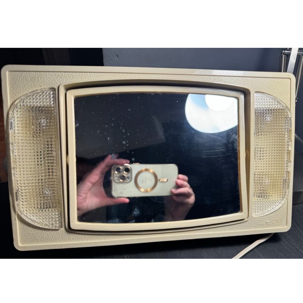 Vintage‎ Travelite Lighted Makeup Mirror Retro Mid Century Vanity Portable Case